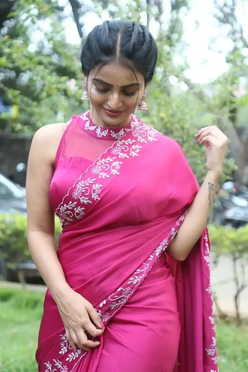 Actress Ananya Nagalla Red Saree at Anveshi Movie Release